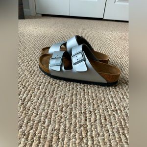 silver birkenstocks